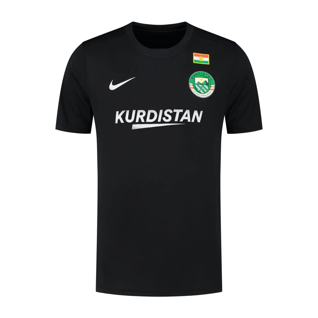 Kurdistan football shirt away black with the badge of the Kurdistan Football Association